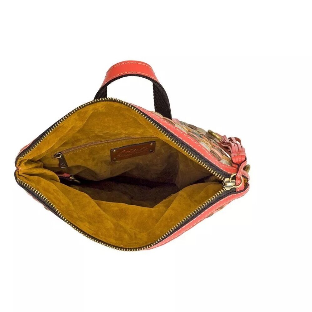 PATRICIA NASH Luzille Tote/Backpack Woven & Leather Orange Accents Bohemian - Picture 3 of 5